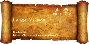 Langa Vilmos névjegykártya